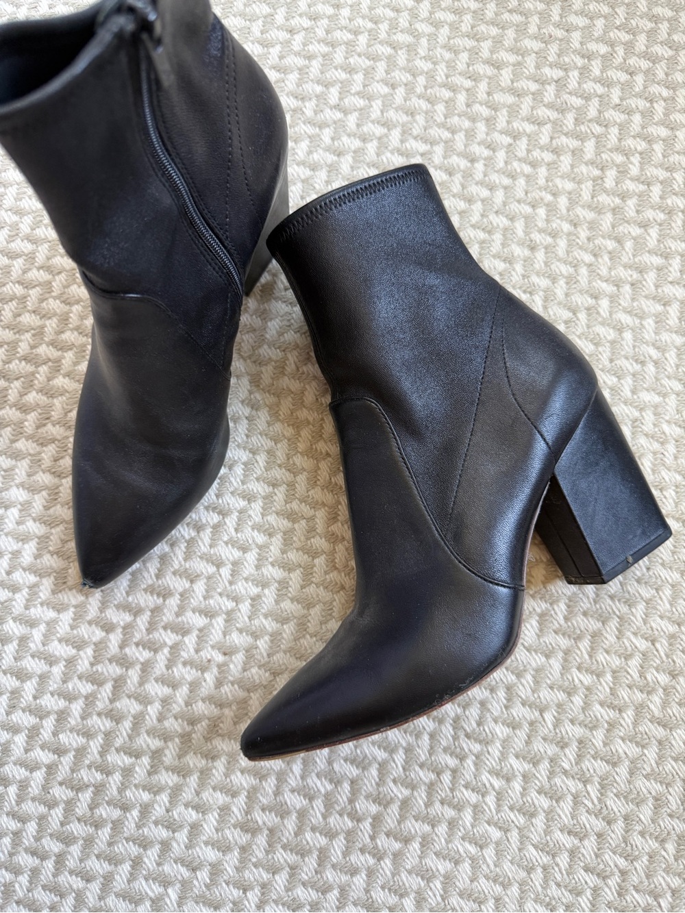 Loeffler Randall Black Women's Pointed Toe Block Heel Ankle Boots